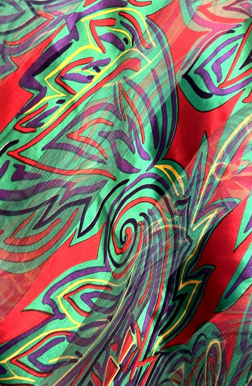 Vtg Large Signed MARC ROZIER PARIS Colorful Ribbed 100% Silk Scarf M/I France